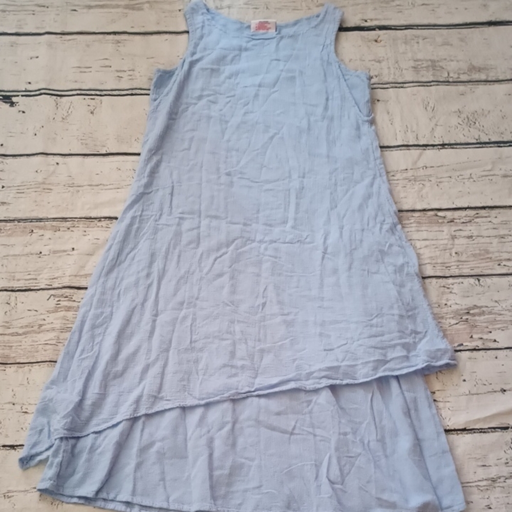 Cottonways Light Blue Layered Lagenlook Oversized Dress 1 S M